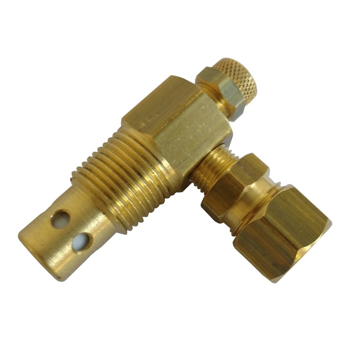 Válvula De Retenção 3/8" NPT x Tubo 5/16" x Alívio Tubo 1/4" - 1A, Com Pistão De Teflon Utilizada Em Compressor A Pistão.