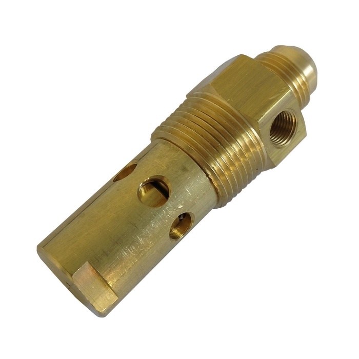 Válvula de Retenção 3/4" NPT x 3/4" UNF p/ Tubo Flangeado de 1/2", c/ Pistão em Latão e Vedação Nitrílica/NBR p/ Compressor a Pistão