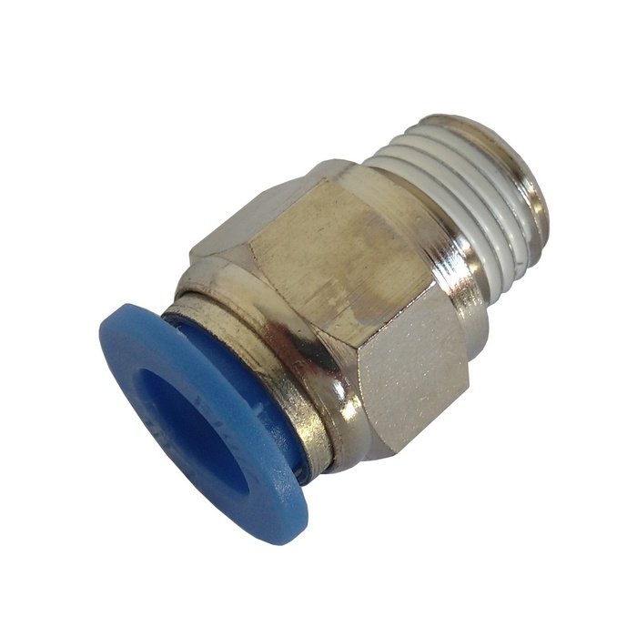 Conector Reto Tubo 10 x Rosca Macho 3/8" NPT - PC (Conexão Pneumática Instantânea)