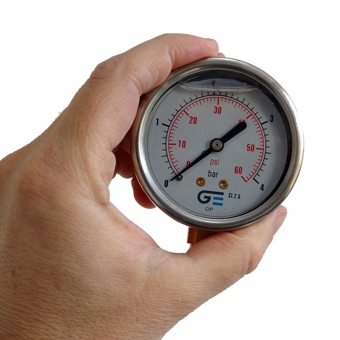 Manômetro vertical 60 psi / 4 bar com rosca 1/4