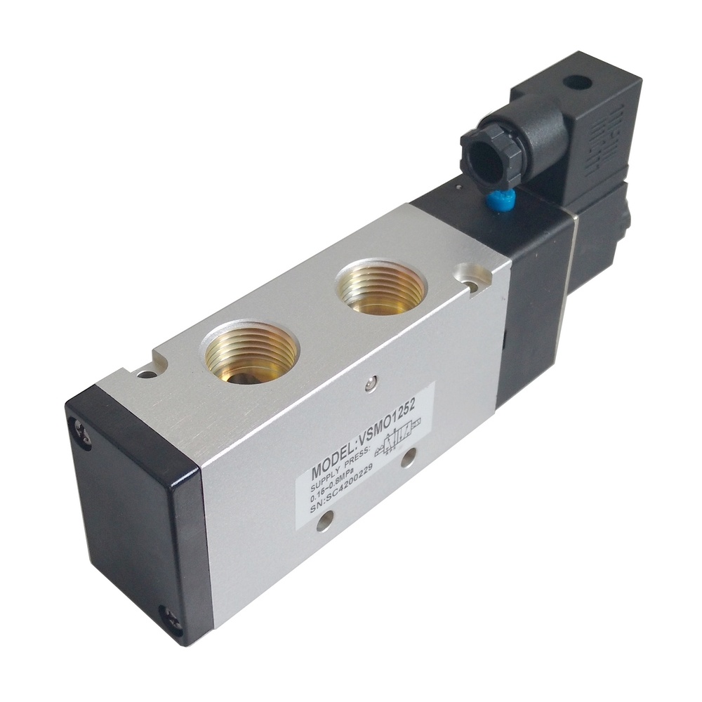Válvula Solenóide/Mola 1/2" 5/2" Vias 24 VCC Modelo VSMO1252