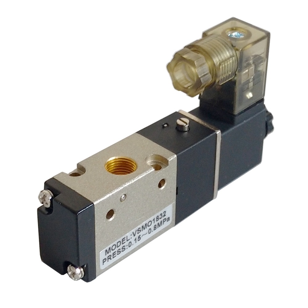 Válvula Solenóide/Mola 1/8 3/2 Vias 024 VCC Modelo VSMO1832 (Compacta)