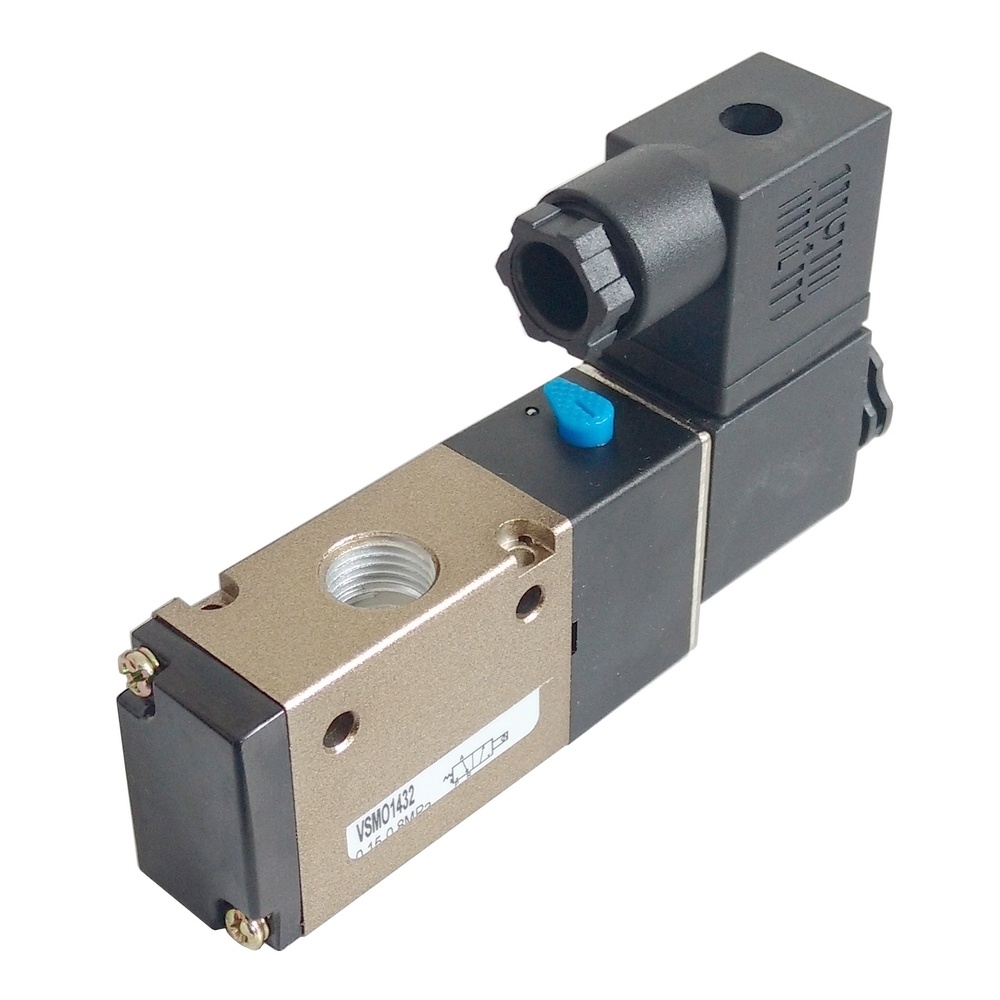 Válvula Solenóide/Mola 1/4" 3/2" Vias 24 VCC Modelo VSMO1452