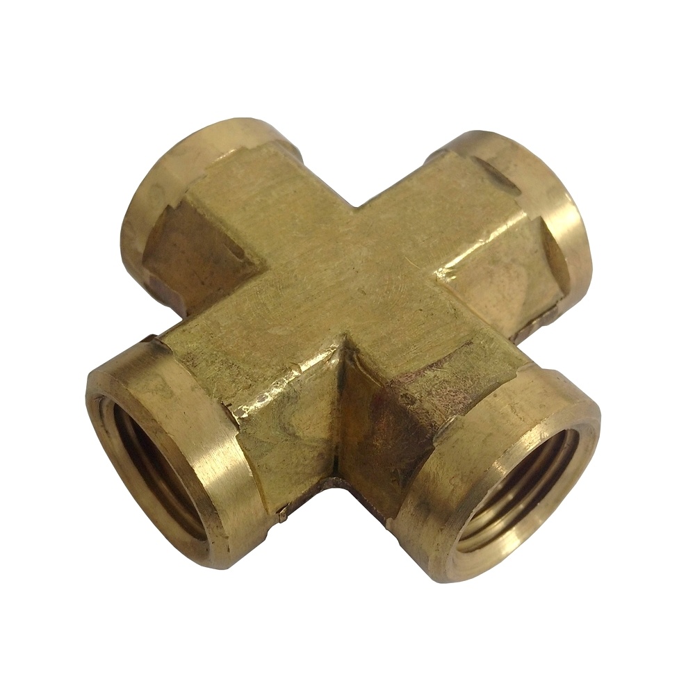 Cruzeta Rosca Fêmea 1/8" NPT Em Latão