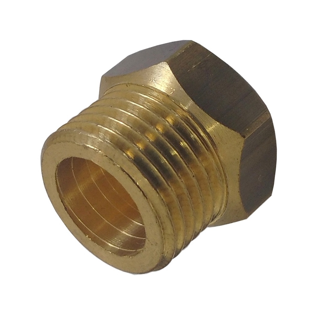 Bujão 1/4" NPT Com Sextavado Externo Para Chave 14 mm Em Latão.