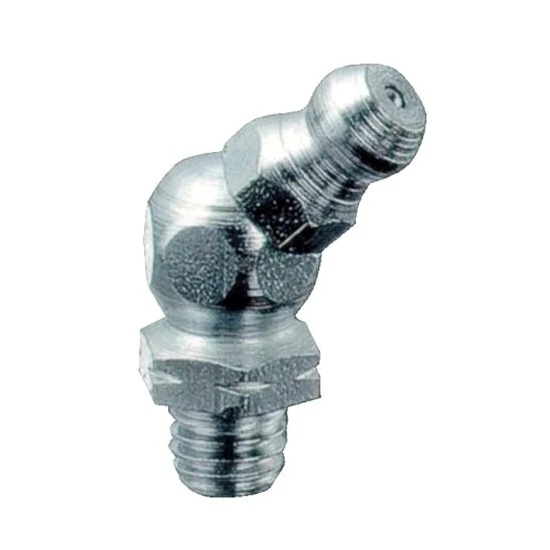 Graxeira Angular 45º Rosca 1/8" NPT 27 Fios Em Aço Zincado 