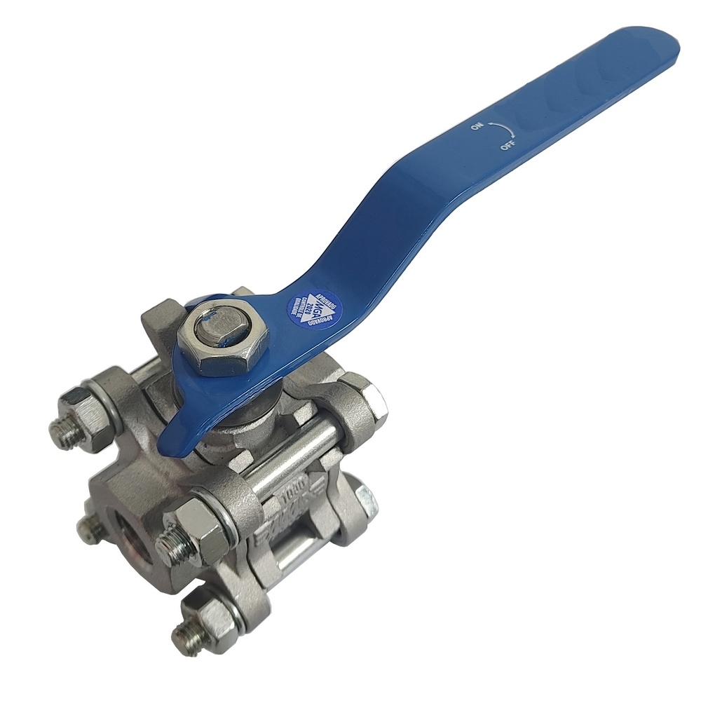 Válvula de Esfera Tripartida 1/4" BSP Passagem Plena - Semi Inox com Vedação em Teflon Reforçado - S1000 - CL300 