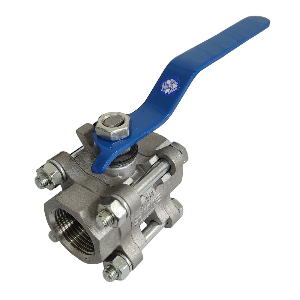 Válvula de Esfera Tripartida 1" BSP Passagem Reduzida - Semi Inox com Vedação em Teflon Reforçado - S1000 - CL300 