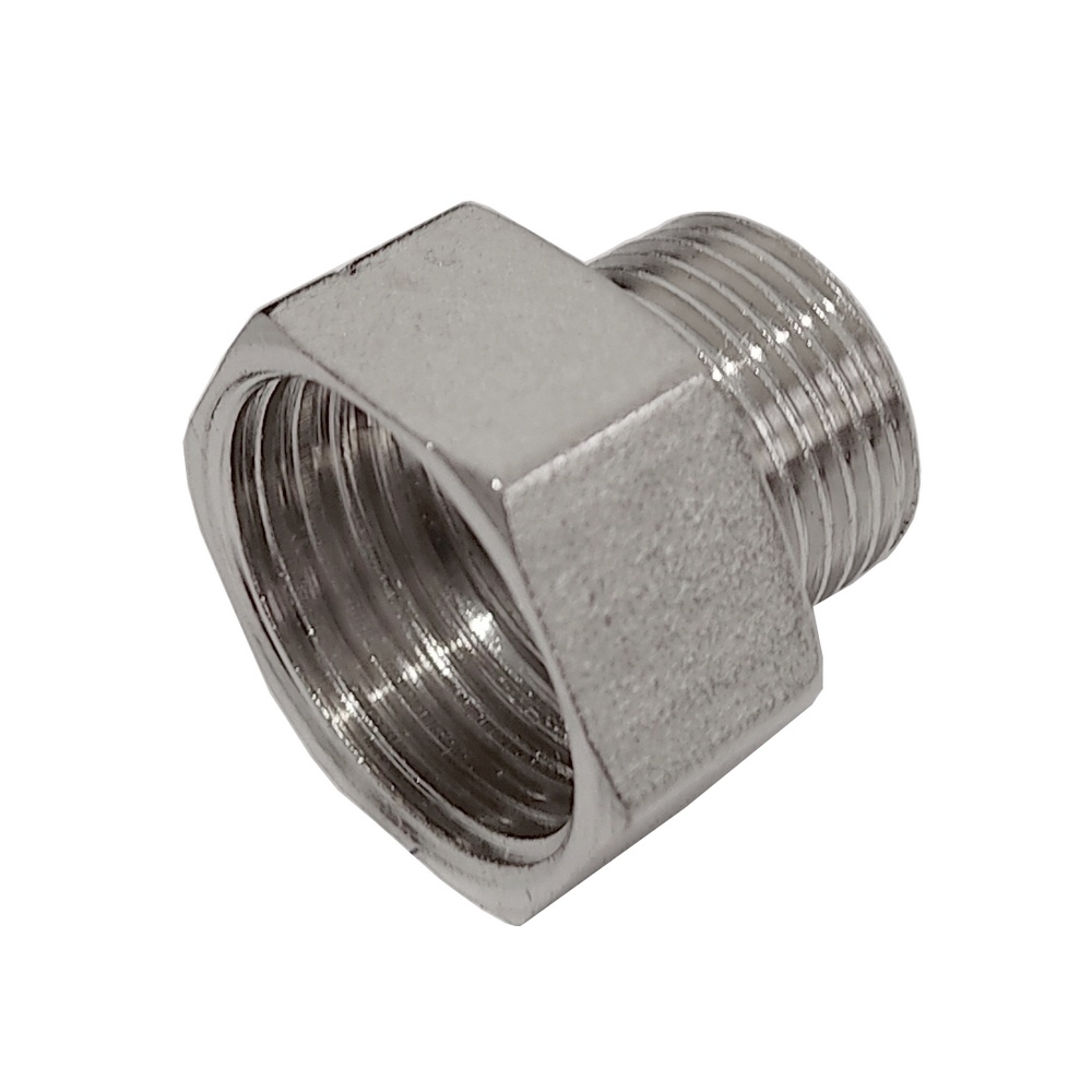 Adaptador Fêmea 1/2" BSP x Macho 1/4" BSP Em Latão Niquelado