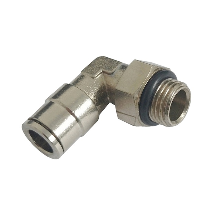 Cotovelo Tubo 8 x Rosca Macho 1/8" BSP (Conexão Pneumática Metálica)