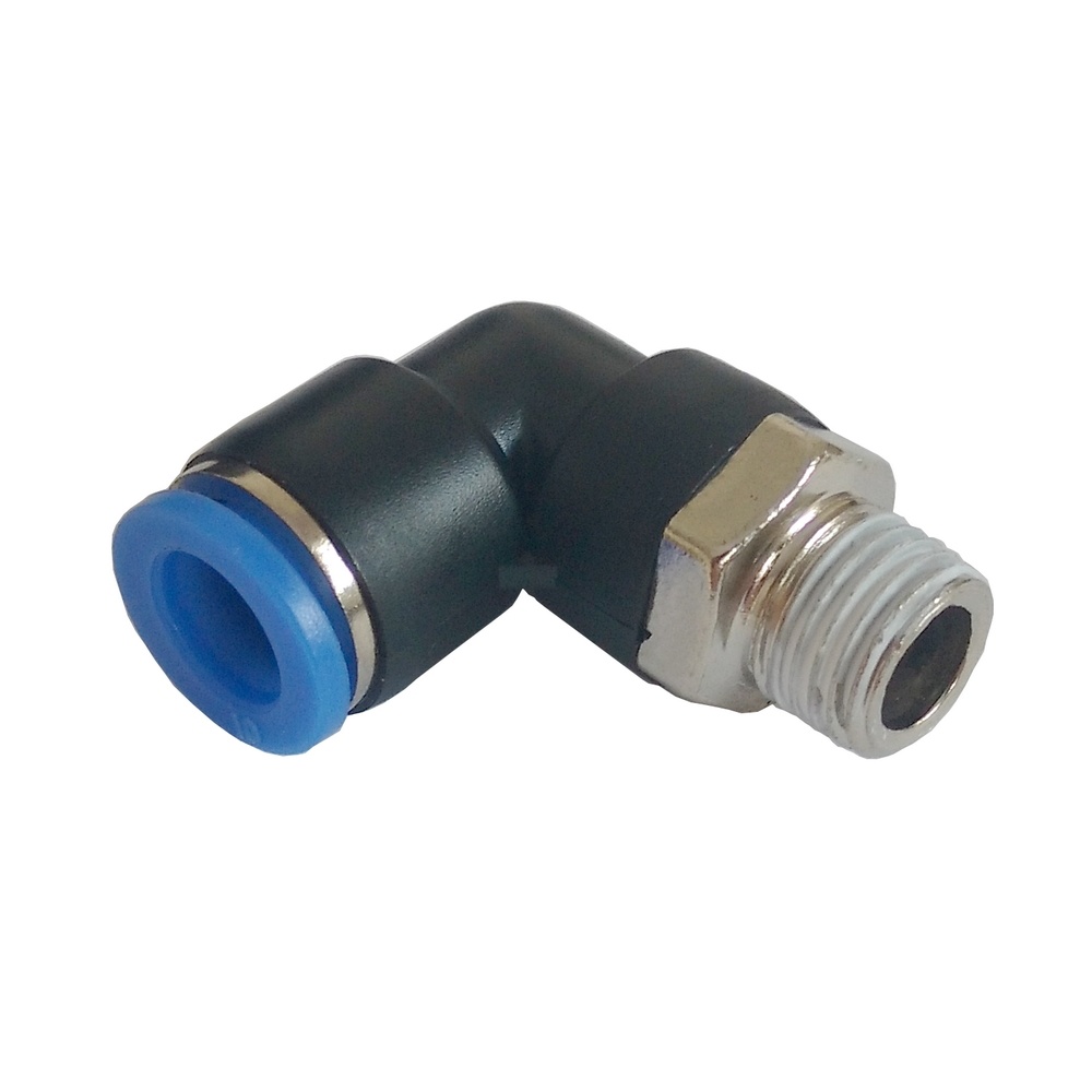 Cotovelo Tubo 8 mm x Rosca 3/8" NPT - PL (Conexão Pneumática Instantânea)
