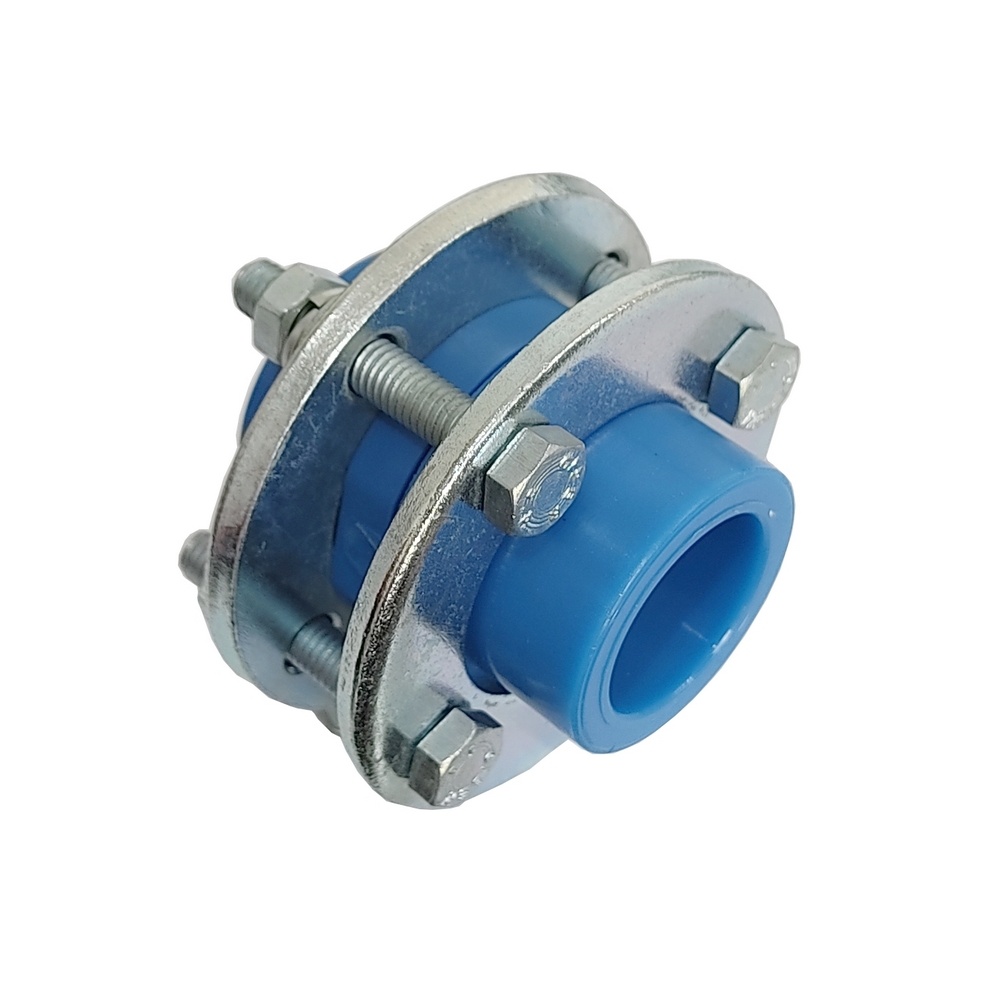 União Com Flange Soldável 20 mm - PPR Azul (Linha TopAir / TopFusion)