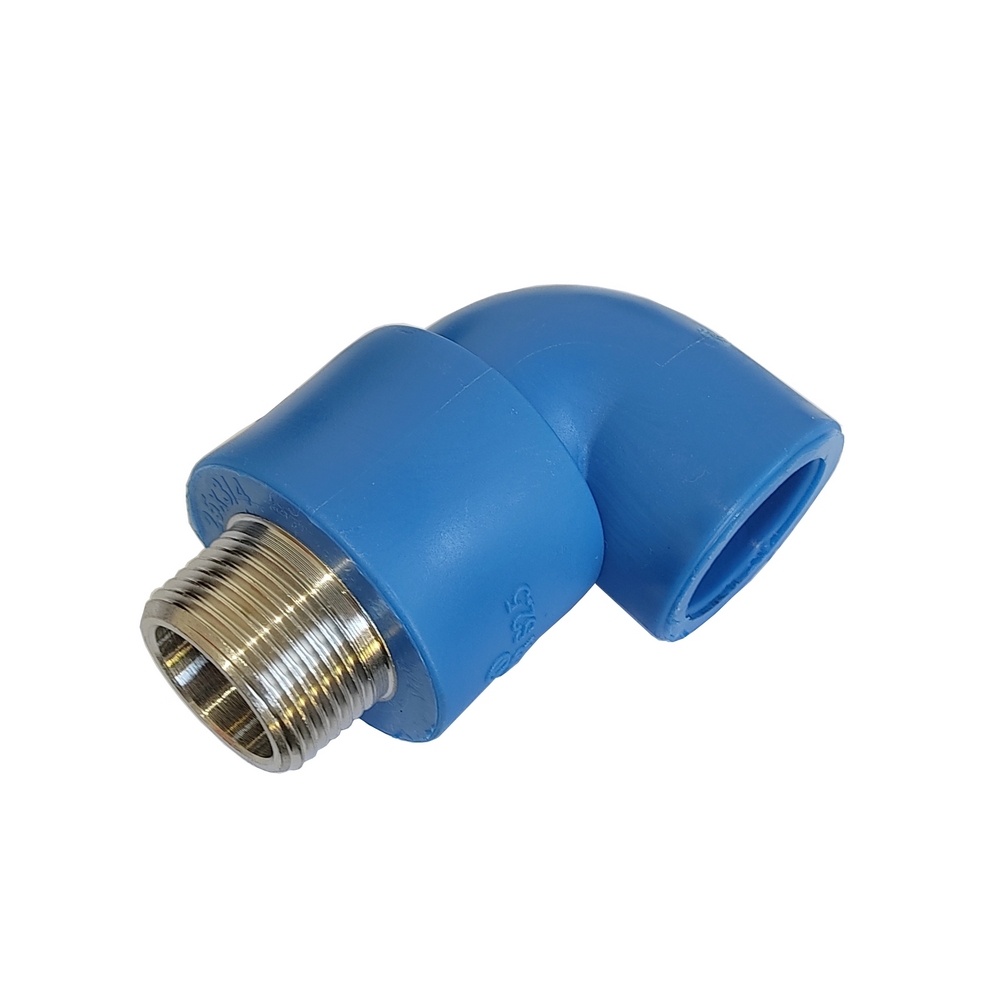 Joelho Macho Soldável 90º 25 mm x 3/4" BSP - PPR Azul (Linha TopAir / TopFusion)