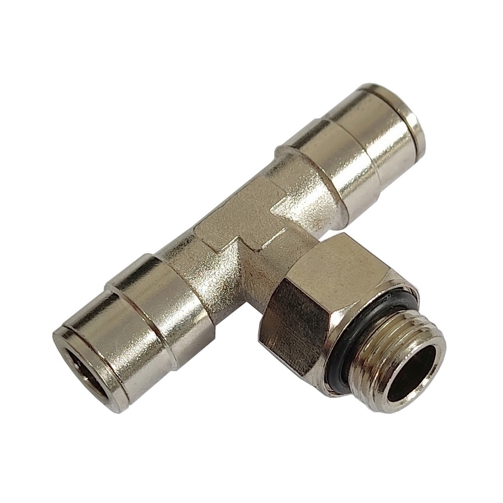 Tee Macho Central Tubo 10 X 1/4" BSP - MPT-G (Conexão Pneumática Metálica)