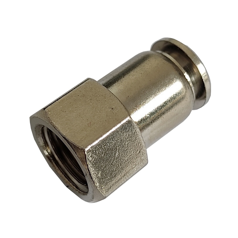 Conector Reto Tubo 12 x Rosca Fêmea 1/4" BSP - MPCF-G (Conexão Pneumática Metálica)