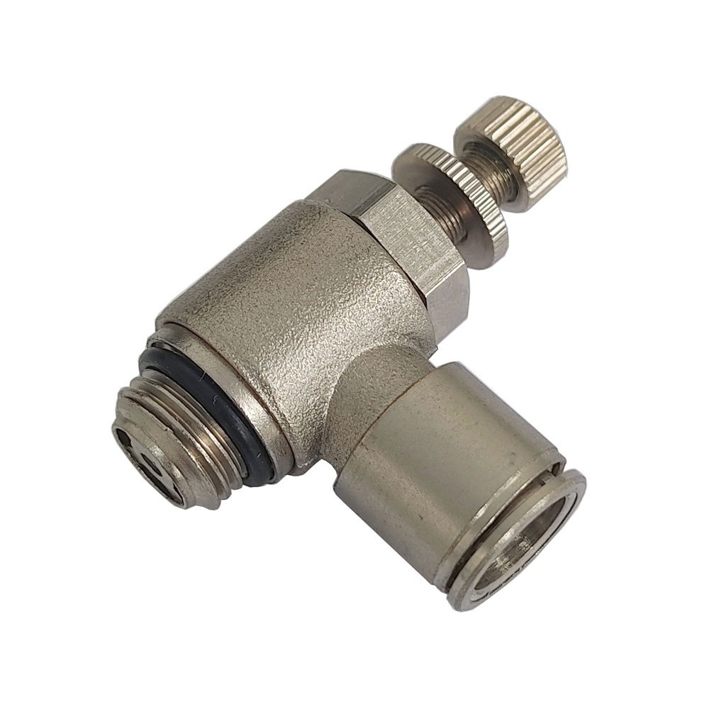 Regulador de Fluxo Tubo 8 x Rosca Macho 1/2" BSP - MNSE (Conexão Pneumática Metálica)