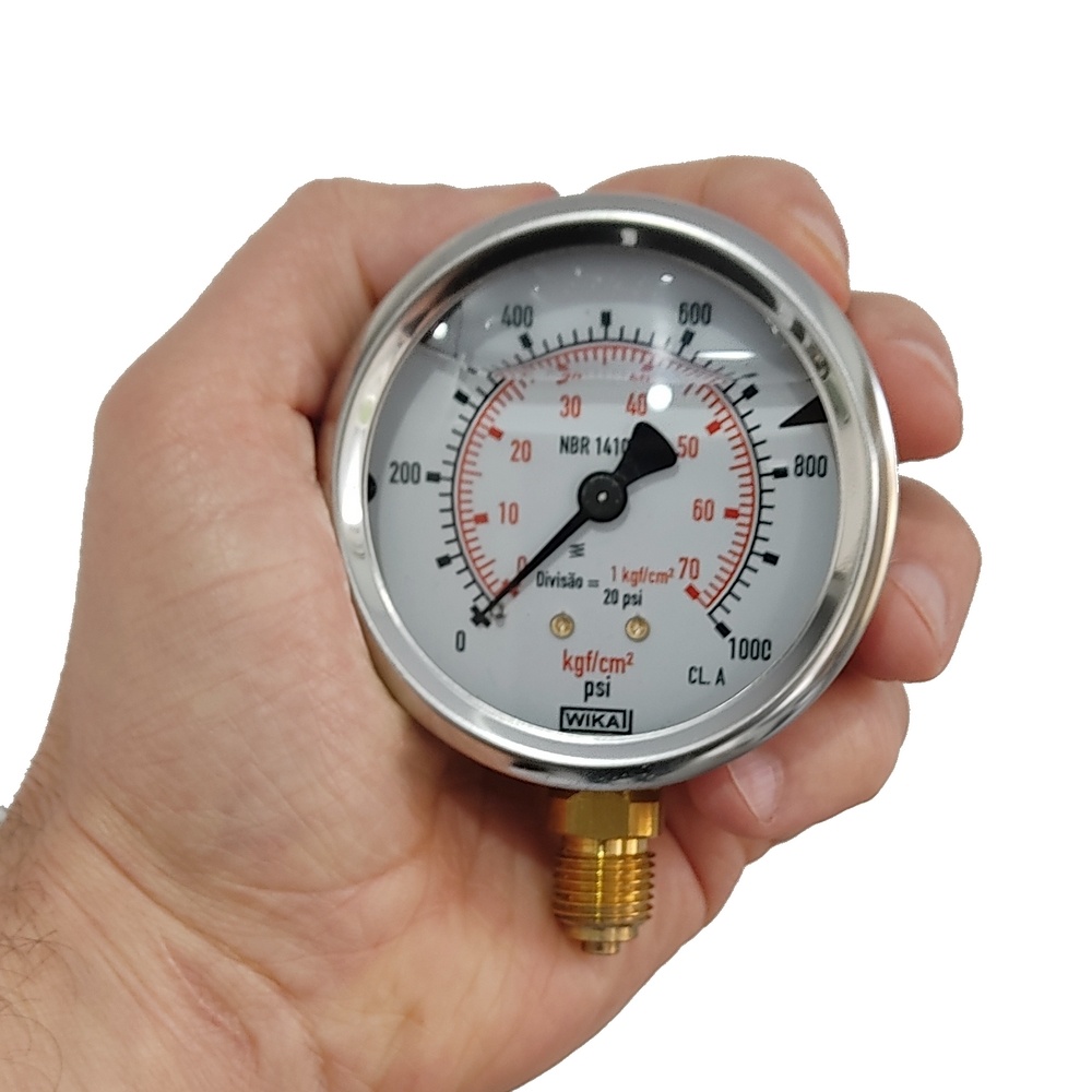 Manômetro Vertical 1000 PSI Com Rosca 1/4