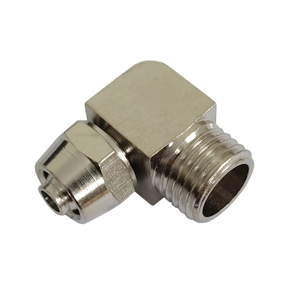 Cotovelo 6 mm x 3/8" BSP Dois Toques Niquelada