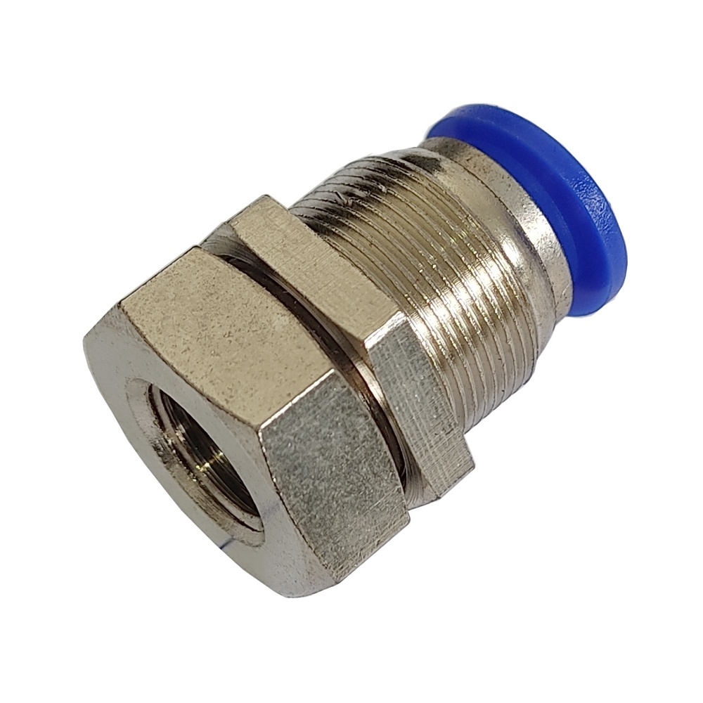 União Painel 10 mm x Rosca Fêmea 1/4" BSP - PMF (Conexão Pneumática Instantânea).