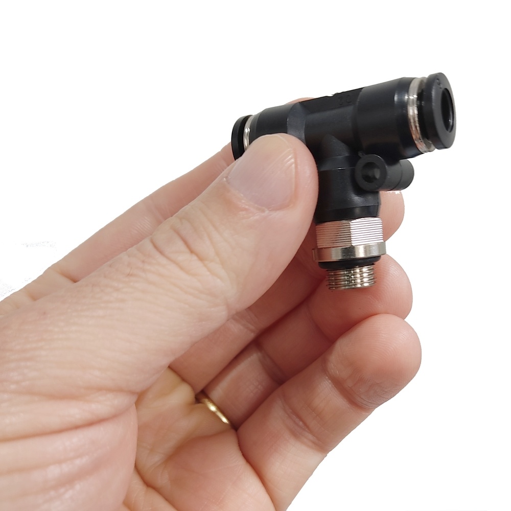 Tee Macho Central Tubo 4 mm x Rosca M3 Compacta - PT (Conexão Pneumática Instantânea)