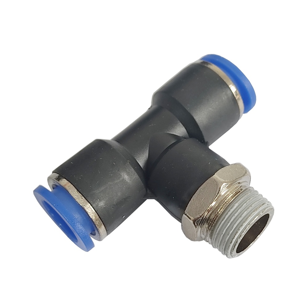 Tee Macho Central Tubo 8 x 1/2" NPT - PT (Conexão Pneumática Instantânea)