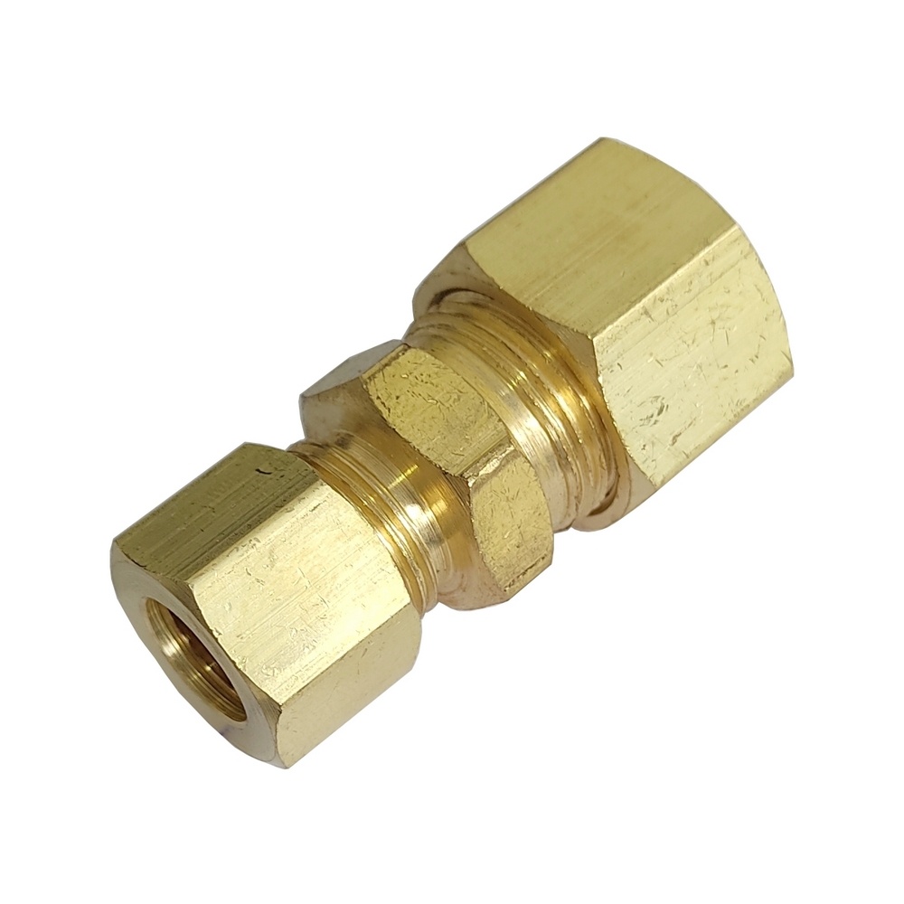 União Reta Tubo 1/2" x Tubo 1/4" - Latão