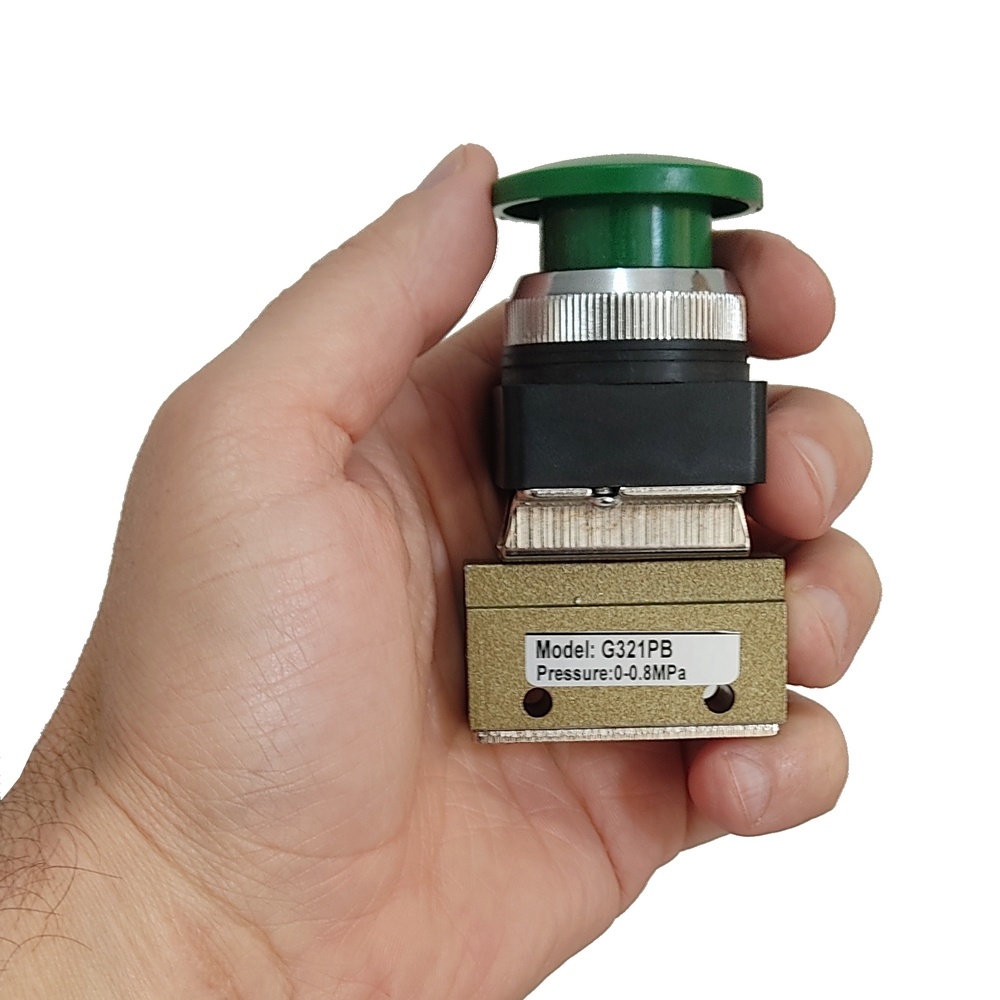 Válvula Botão Cogumelo/Mola 1/8 3/2 vias - G321PB