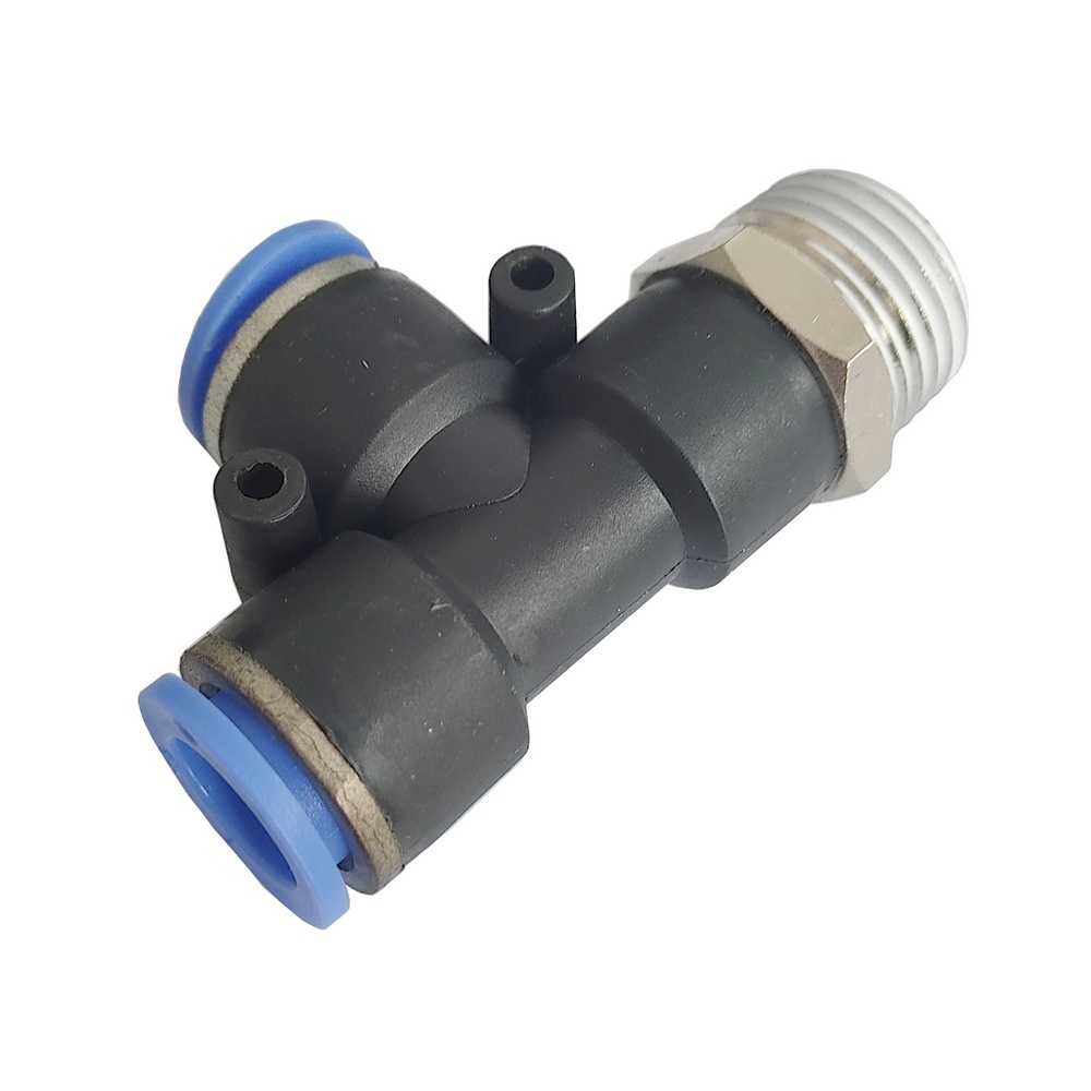 Tee Macho Lateral Tubo 4 mm x Rosca Macho 1/8