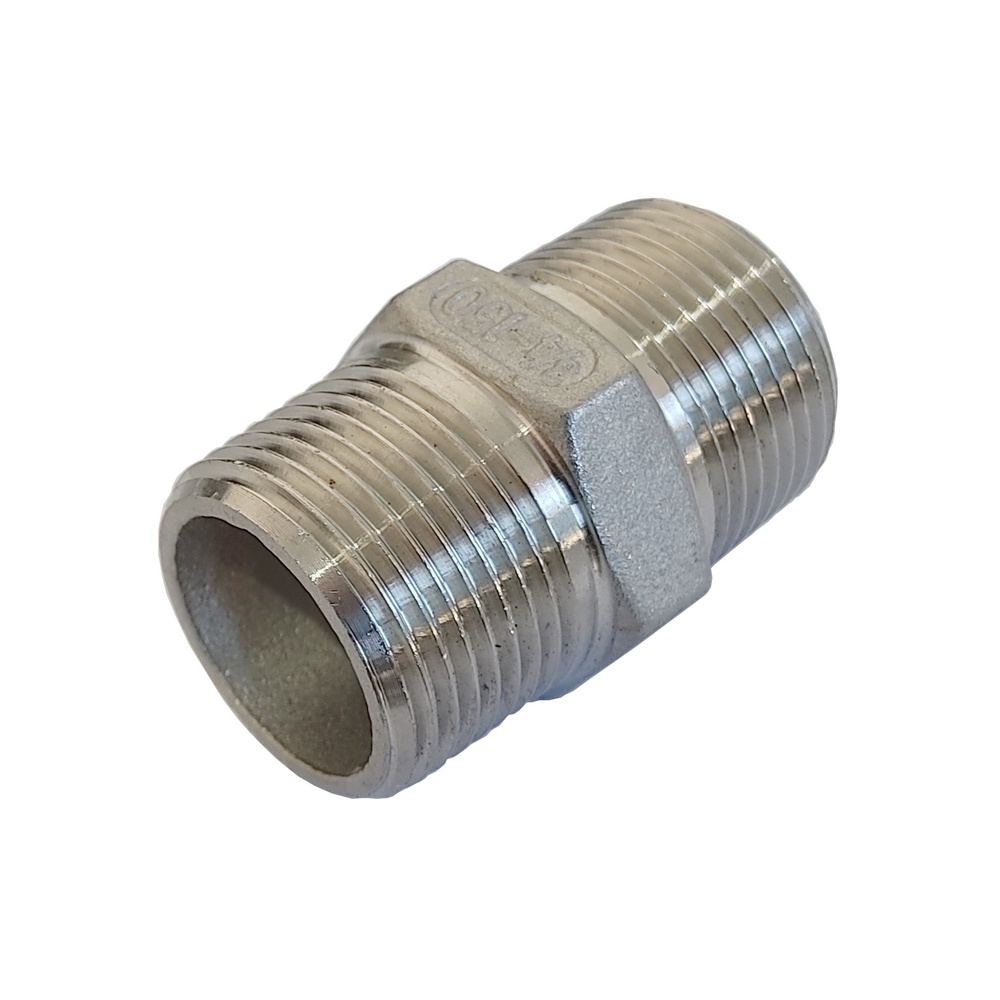 Niple Duplo 1/8" NPT - Aço Inox 316