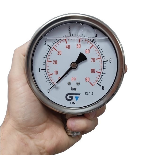 Manômetro Vertical 90 PSI / 6 Bar Com Rosca 1/2