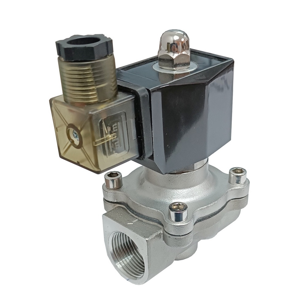 Válvula Inox Solenóide Mola 3/4" 2/2" Vias 220 VCA p/ Ar e Água Quente c/ Vedação EPDM (2WB20020E2)