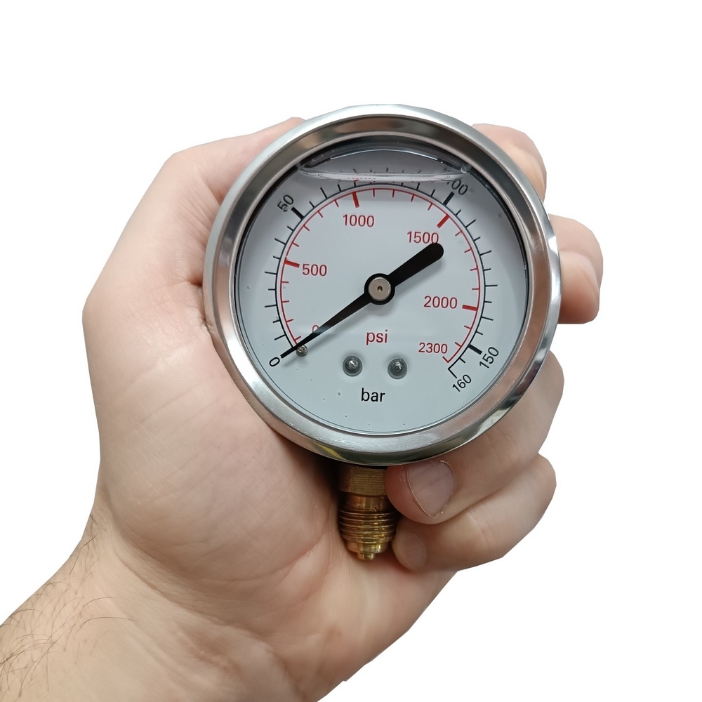 Manômetro Vertical 2300 PSI/ 160 Bar c/ Rosca 1/4