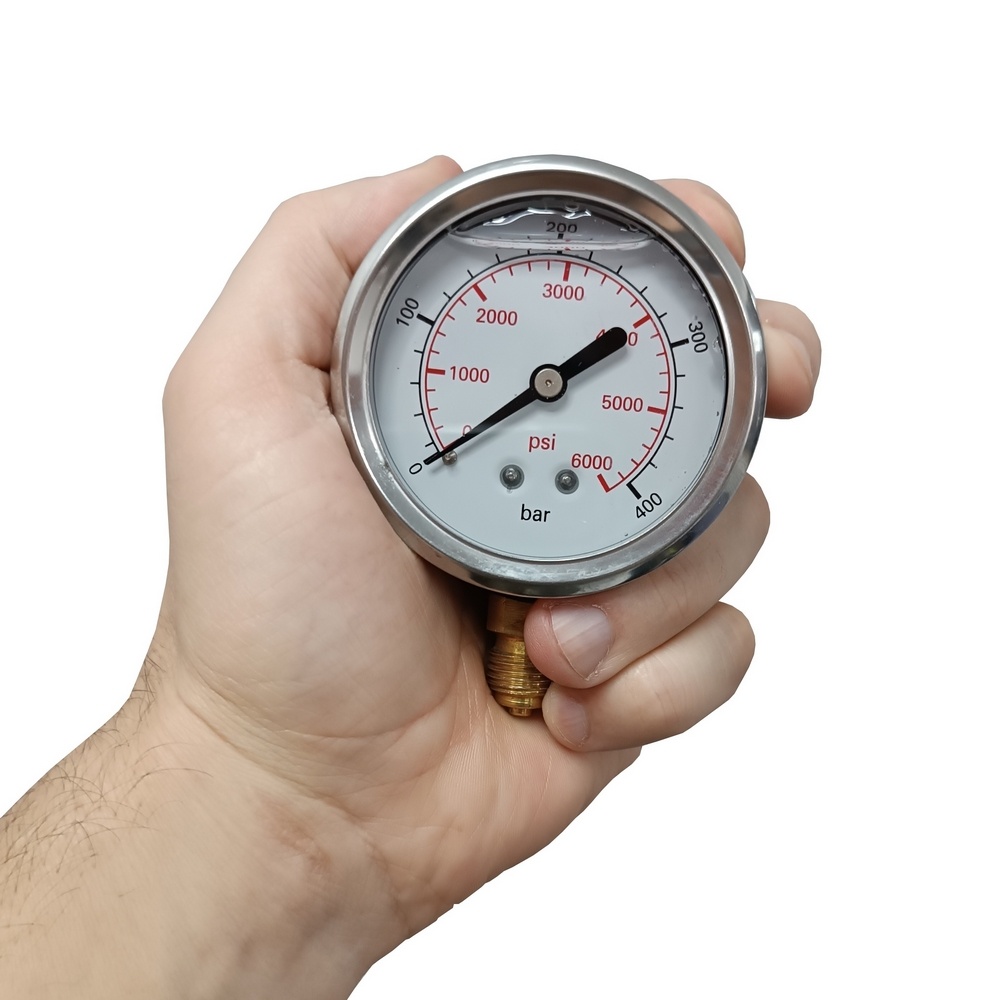 Manômetro Vertical 6000 PSI / 400 Bar c/ Rosca 1/4