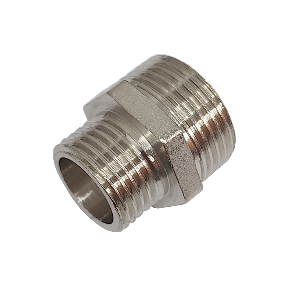 Niple De Redução 3/8" x 1/8" BSPT Em Latão Niquelado