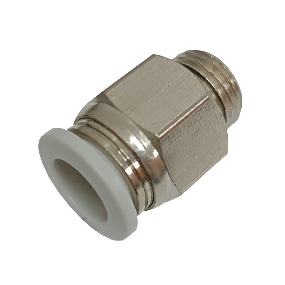 Conector Reto Tubo 10 mm x Rosca Macho 1/4" BSP - PC-G (Conexão Instantânea Branca)