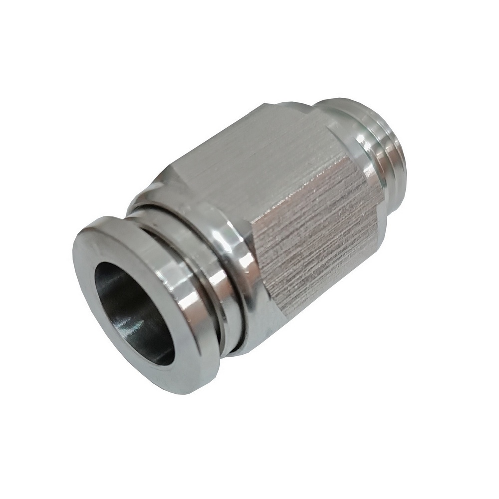 Conector Reto Tubo 8 x Rosca Macho 1/4" BSP - PC-G (Conexão Instantânea Aço Inox)