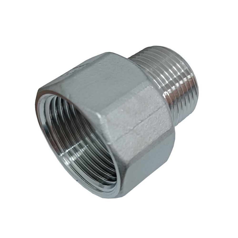 Adaptador Macho 3/8" BSPT x Fêmea 1/2" BSP - Aço Inox 304