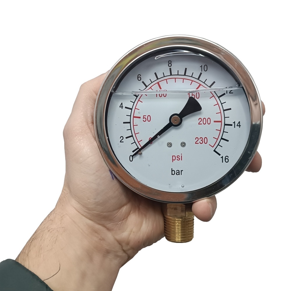 Manômetro Vertical 230 PSI / 16 Bar c/ Rosca 1/2