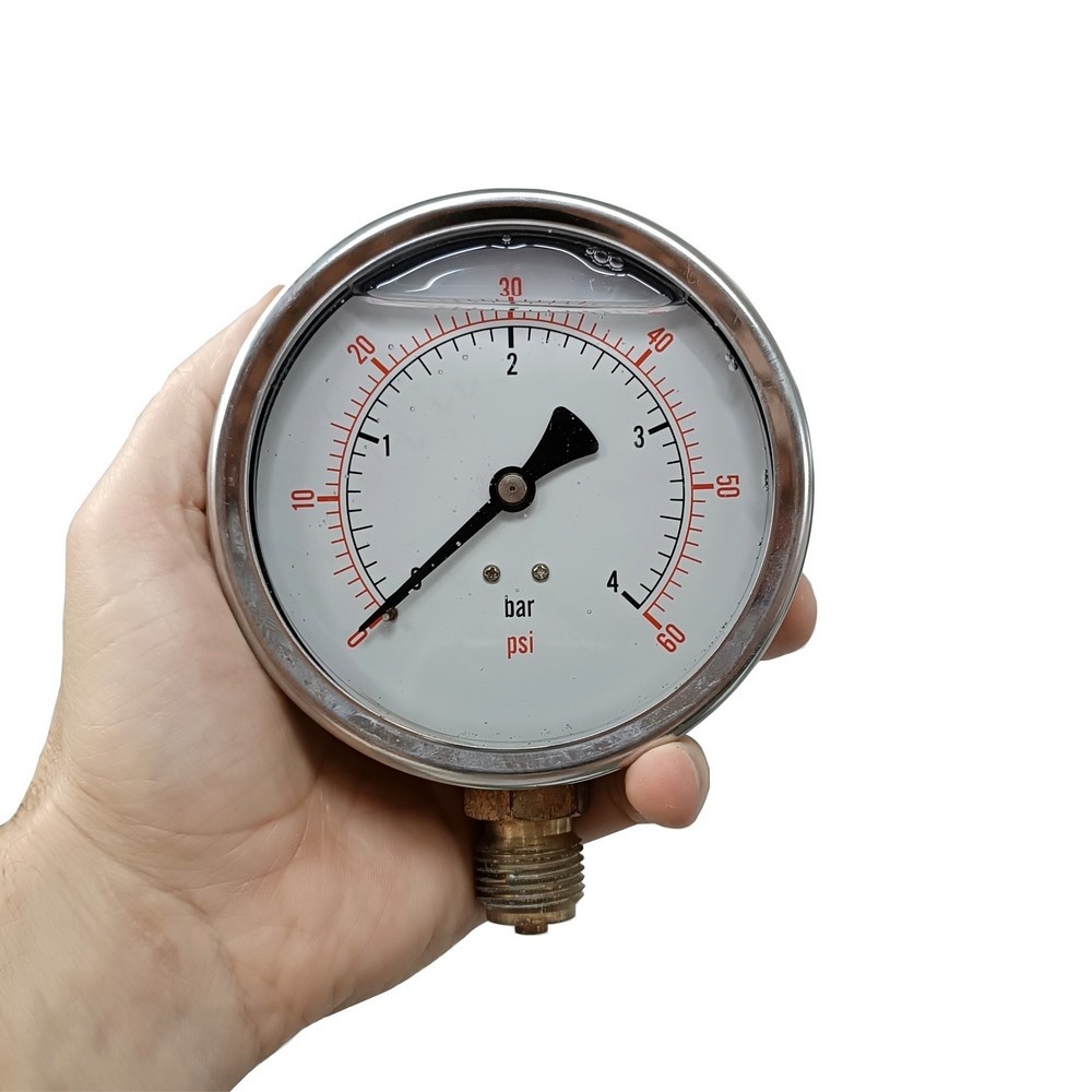 Manômetro Vertical 60 PSI / 4 Bar c/ Rosca 1/2