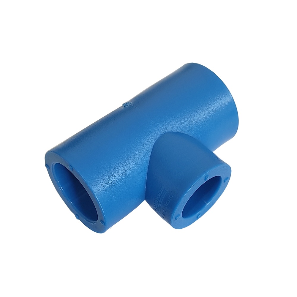 Tê Redução Solvável 50 x 25 mm - PPR Azul (Linha TopAir / TopFusion)