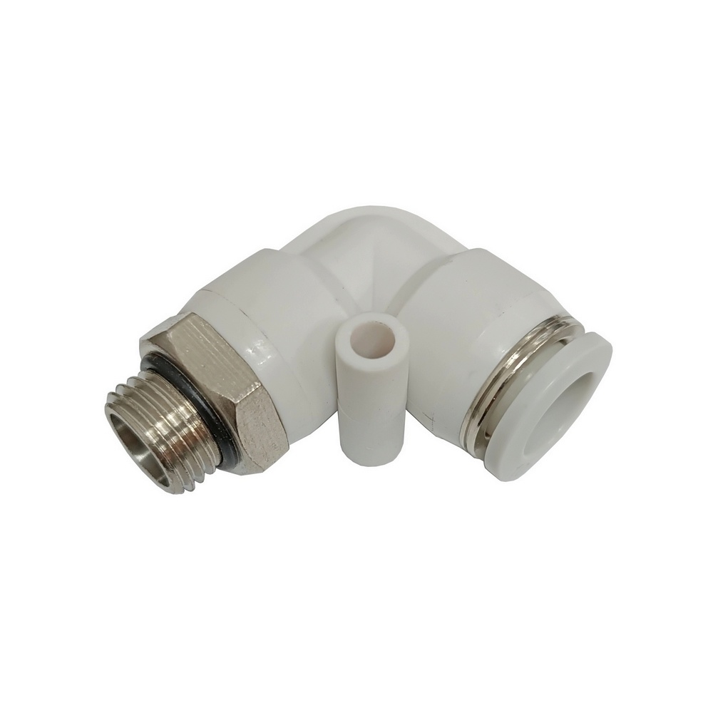 Cotovelo Tubo 6 x Rosca Macho 3/8" - PL-G (Conexão Instantânea Primeira Linha Branca)