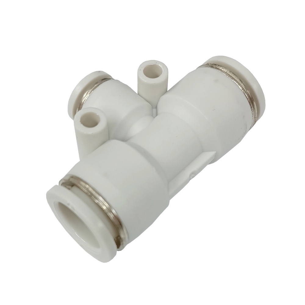 Tee Redução Tubo 10-8-10 mm - PTG (Conexão Pneumática Primeira Linha Branca)