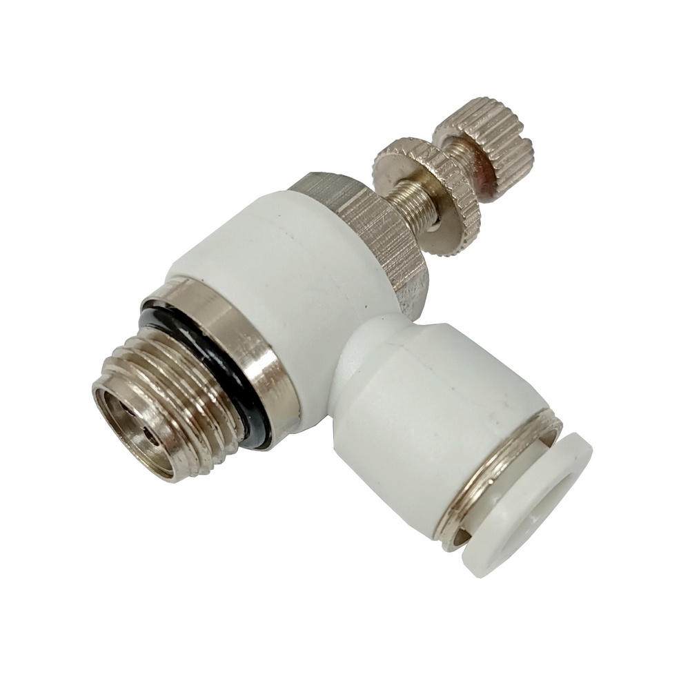 Regulador de Fluxo Tubo 6 mm x Rosca Macho 1/8" BSP - NSE-G (Conexão Instantânea Primeira Linha Branca)