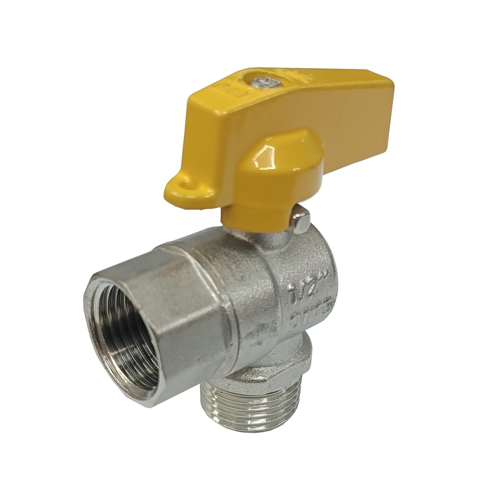 Válvula de Esfera Angular Rosca Macho/Fêmea 1/2" BSP Monobloco PN25 (p/ Gás PN20)