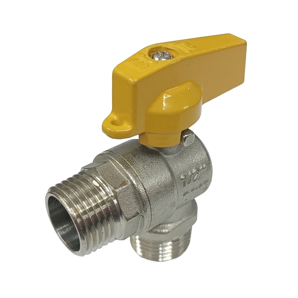 Válvula de Esfera Angular Rosca Macho/Macho 1/2" BSP Monobloco PN25 (p/ Gás PN20)