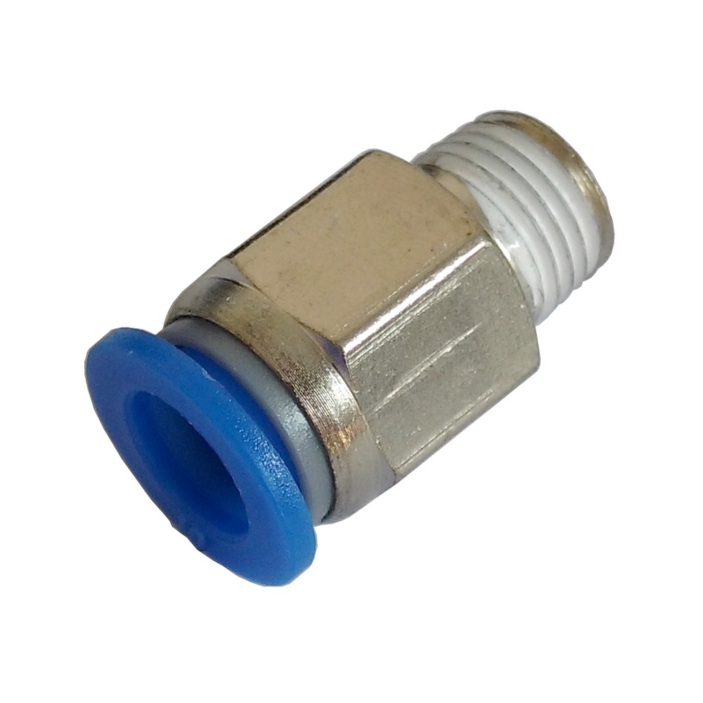 Conector Reto Tubo 6 mm x Rosca Macho 1/4" NPT - PC (Conexão Pneumática Instantânea)