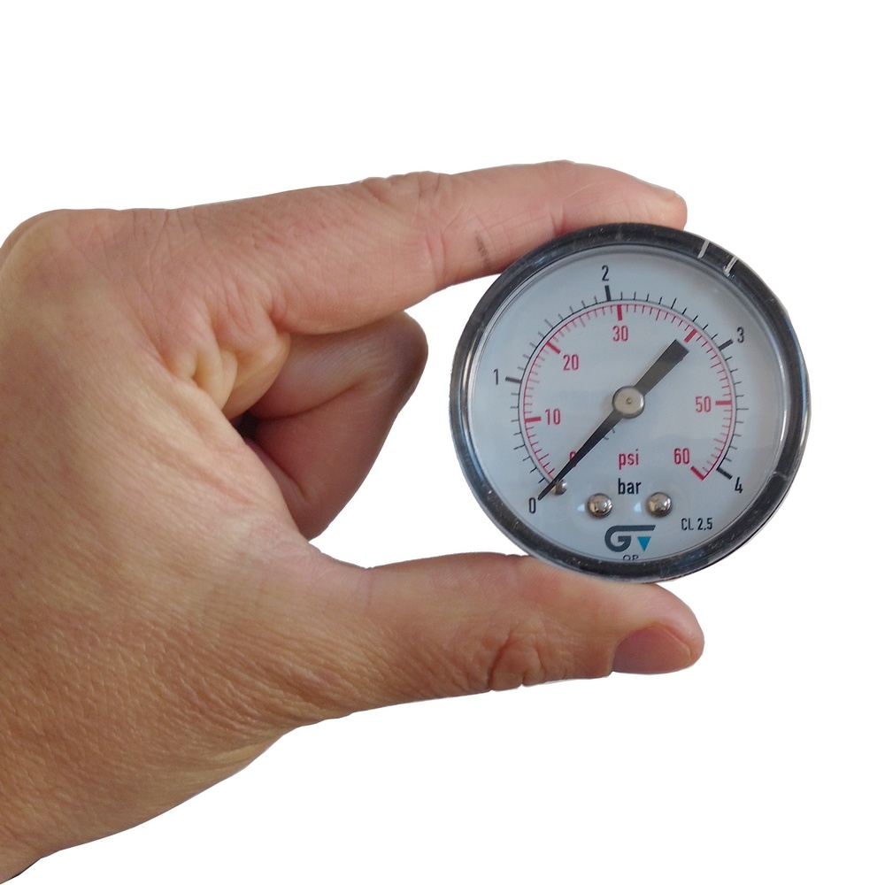 Manômetro Horizontal 6 PSI / 4 Bar Com Rosca 1/4